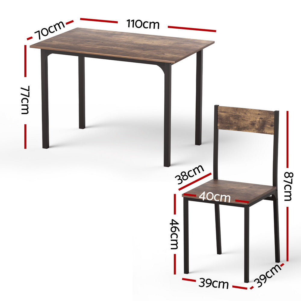 Camden Industrial Dining Set – Brown / Wood – Set of 5