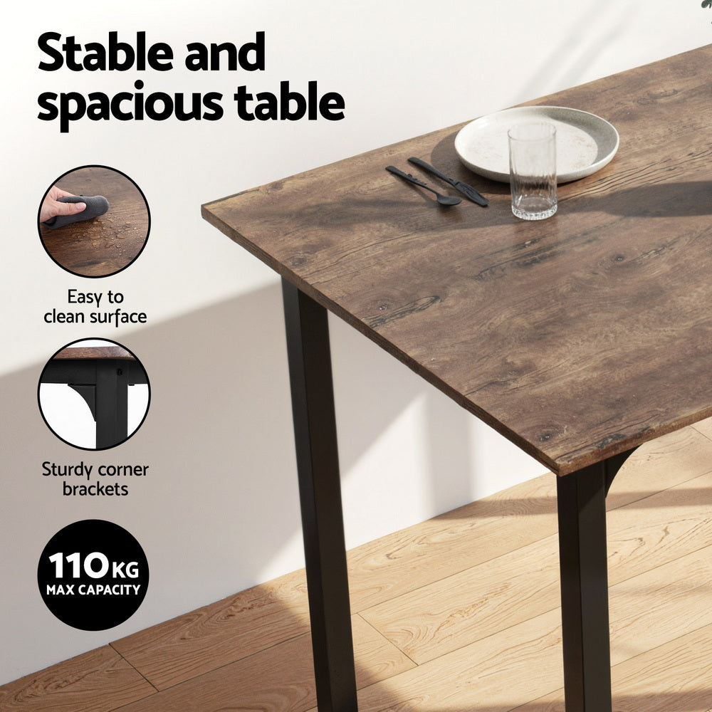 Camden Industrial Dining Set – Brown / Wood – Set of 5
