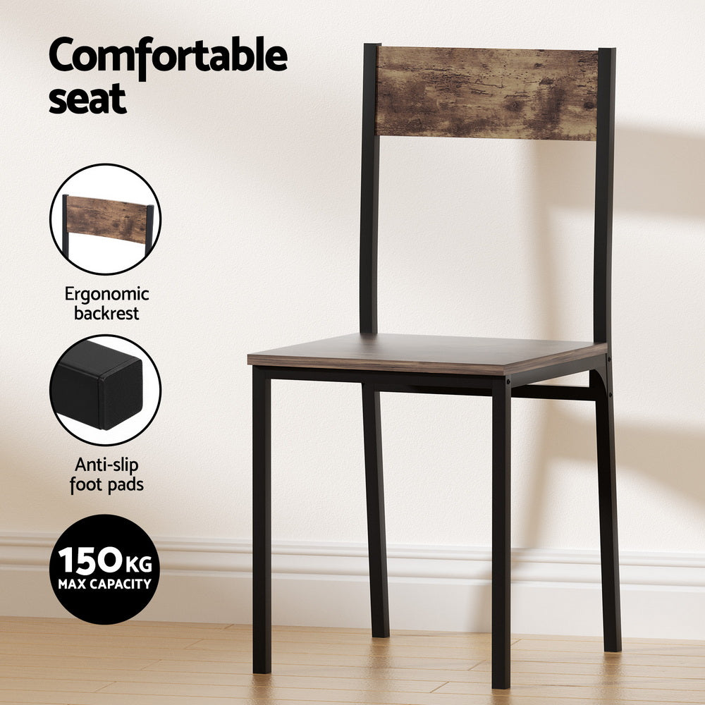 Camden Industrial Dining Set – Brown / Wood – Set of 5