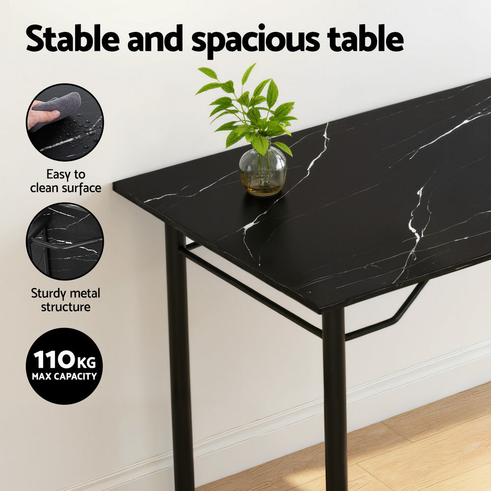 Obsidian Marble-Look Dining Set – Black – Set of 5