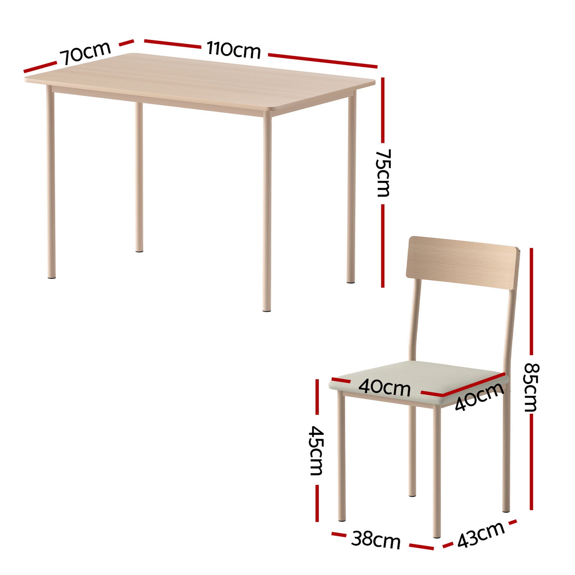 Norden Scandinavian Dining Set – Beige / Cream – Set of 5