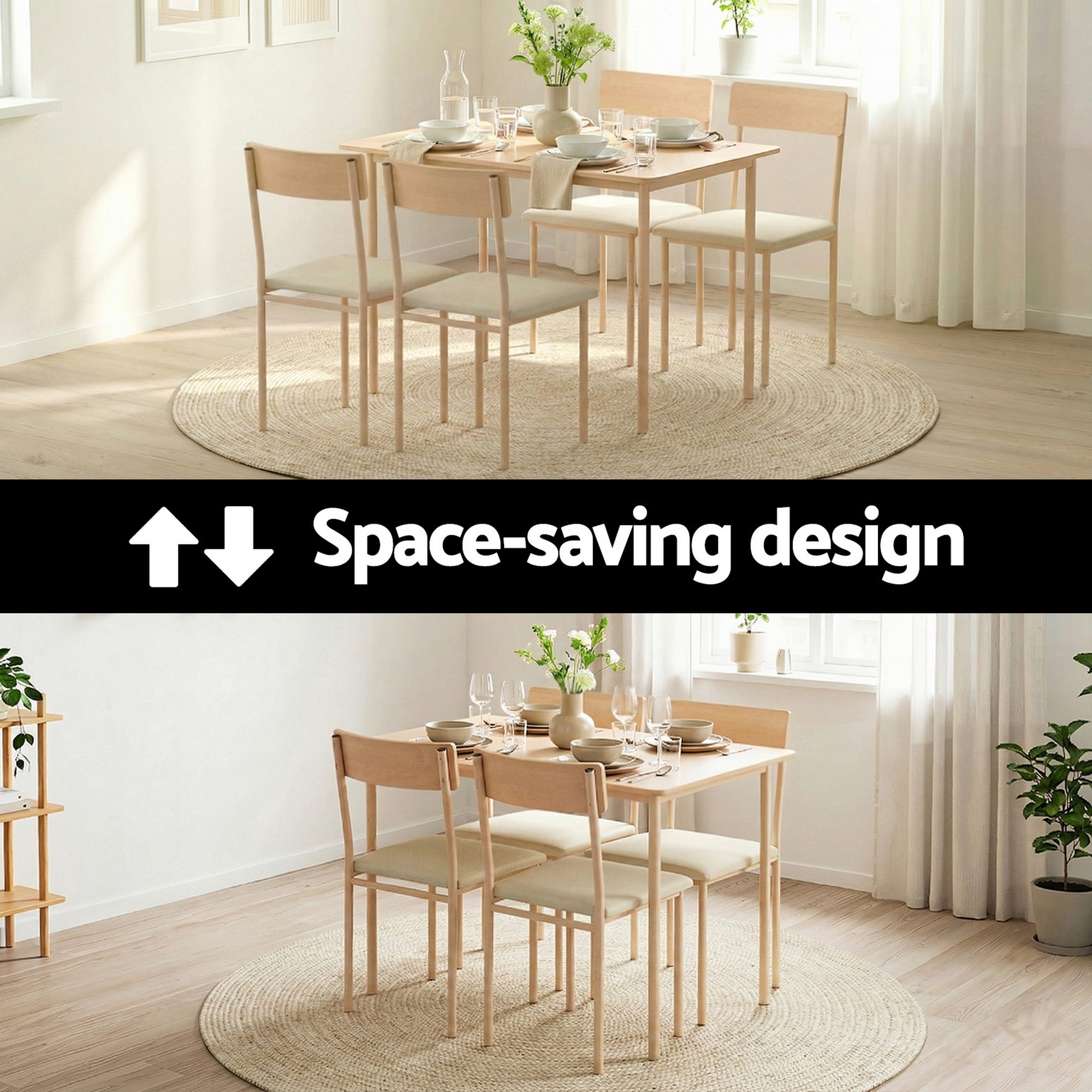 Norden Scandinavian Dining Set – Beige / Cream – Set of 5