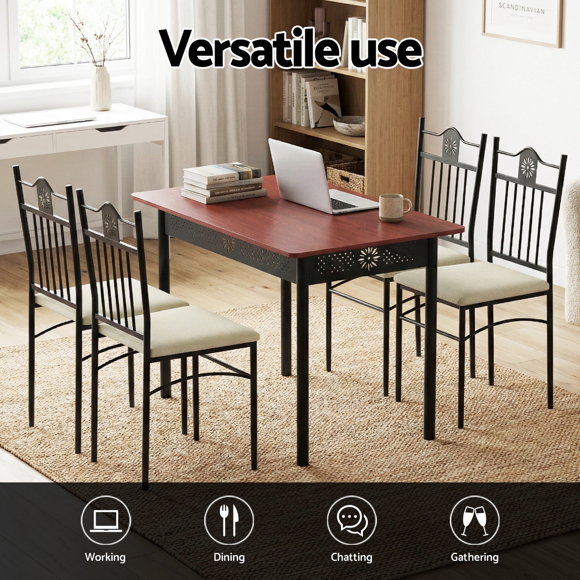Belmont Dining Set – Brown / Wood – Set of 5
