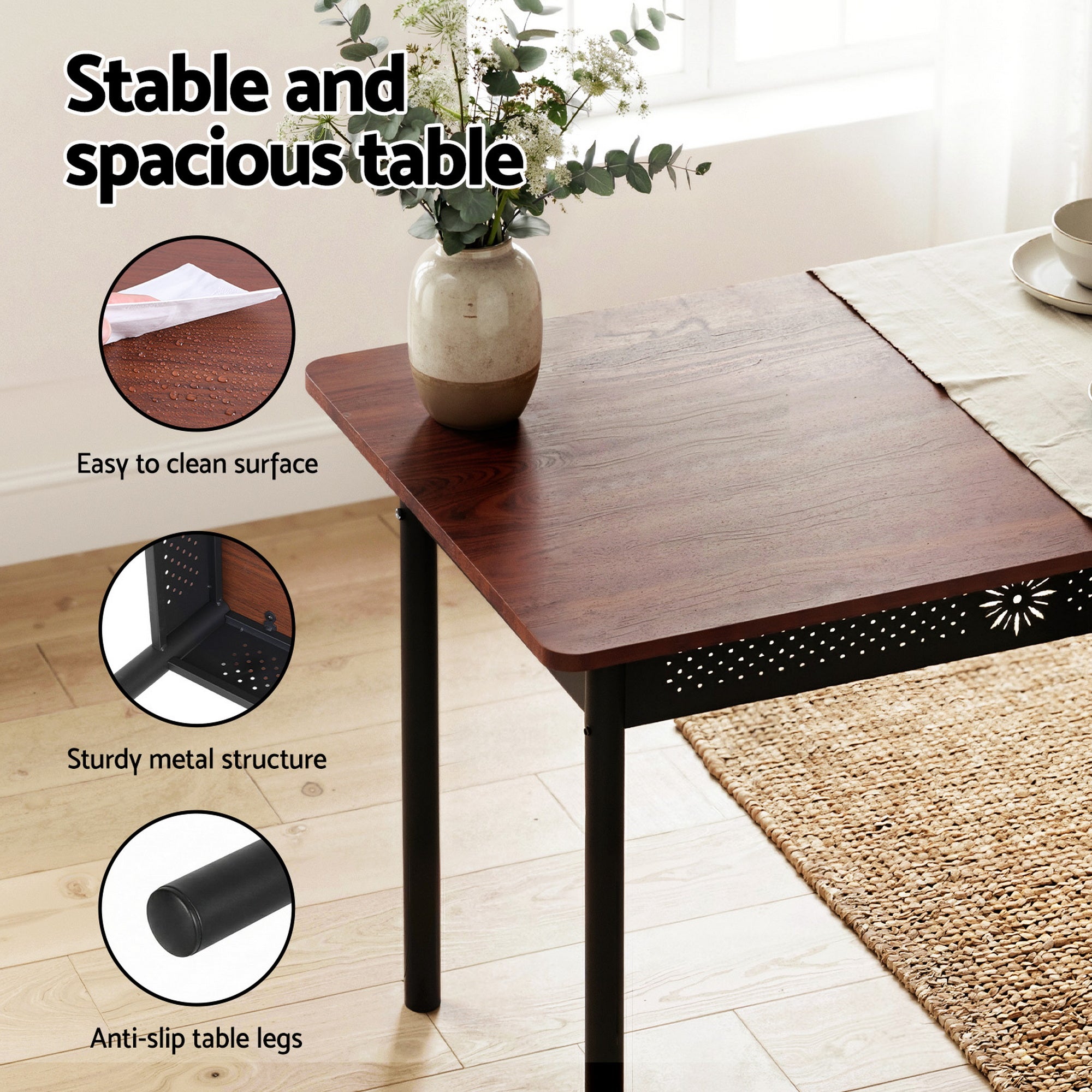 Belmont Dining Set – Brown / Wood – Set of 5