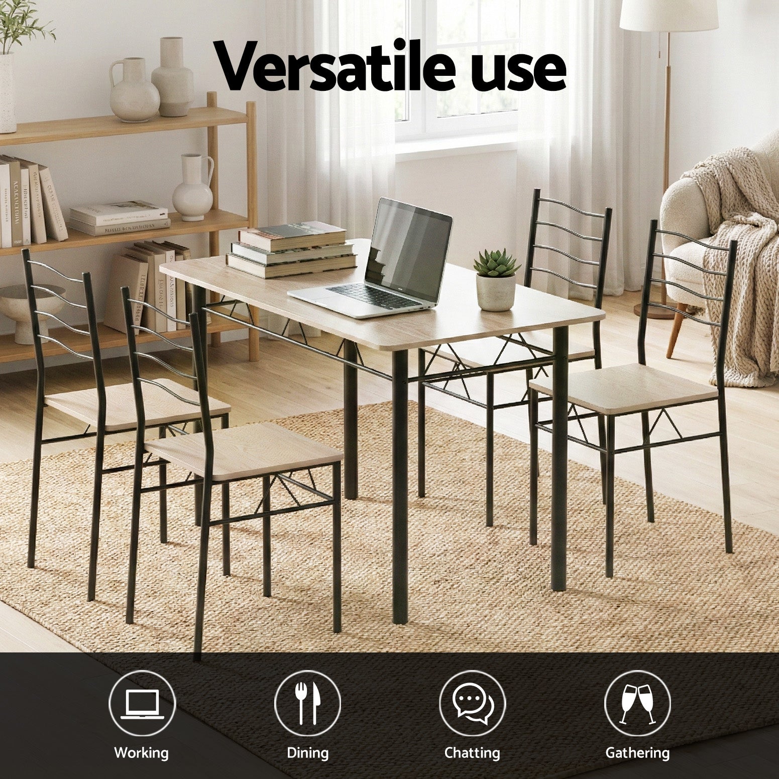 Hartwell Dining Set – Brown / Wood – Set of 5