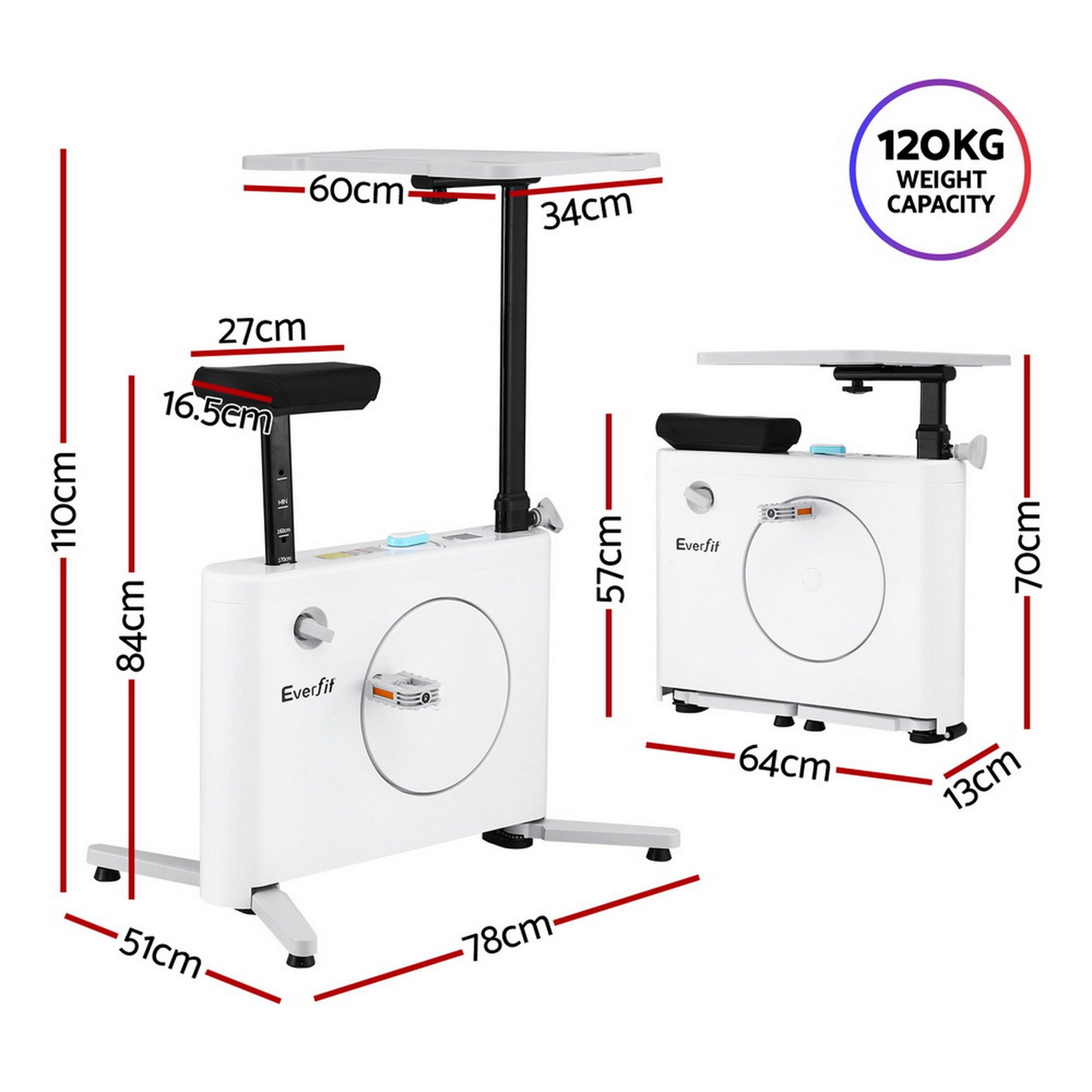 Fusion Exercise Desk Bike – White