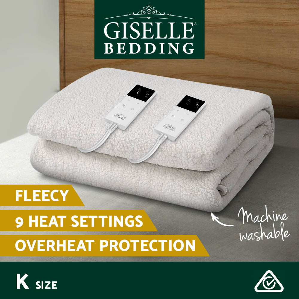 Giselle Electric Blanket Fleece – White – King