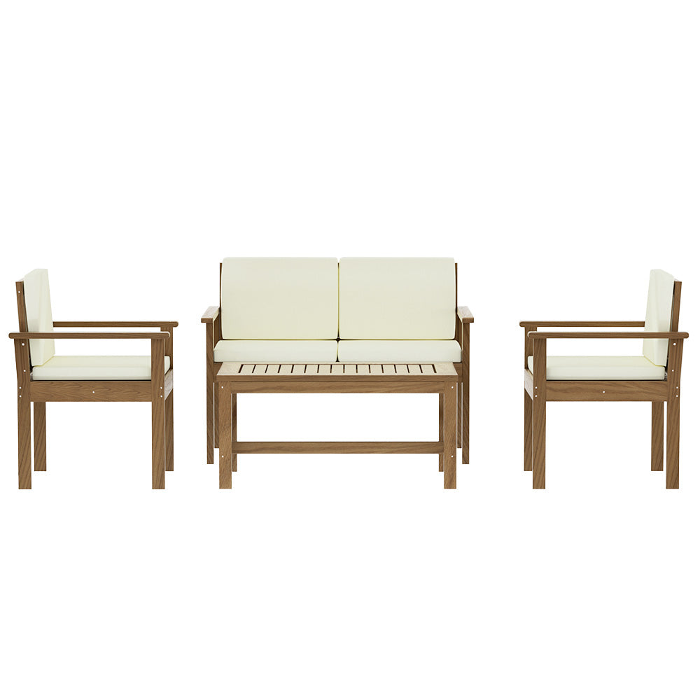 Linden 4-Piece Outdoor Sofa Set – Brown / Wood