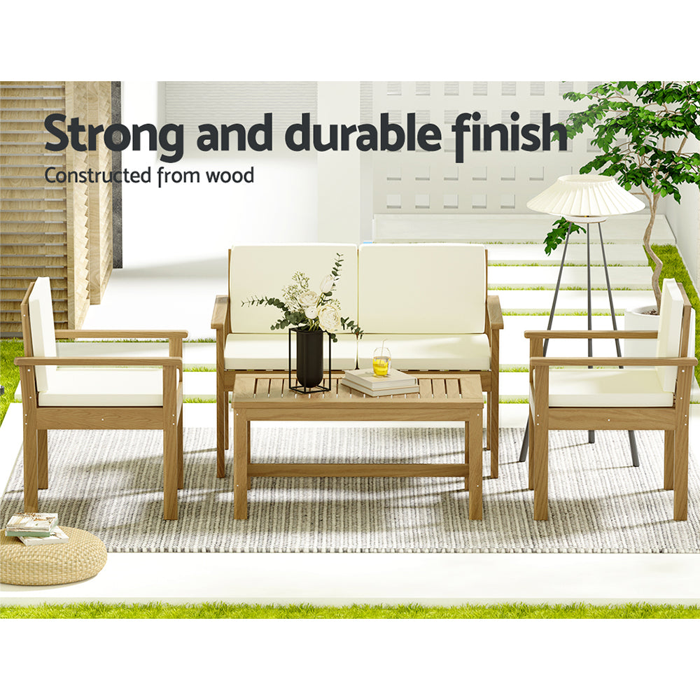 Linden 4-Piece Outdoor Sofa Set – Brown / Wood