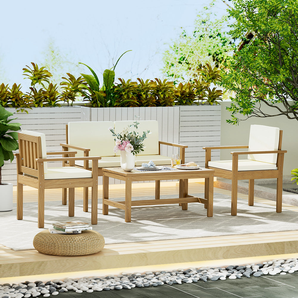 Linden 4 - Piece Outdoor Sofa Set Wooden Couch Lounge Setting
