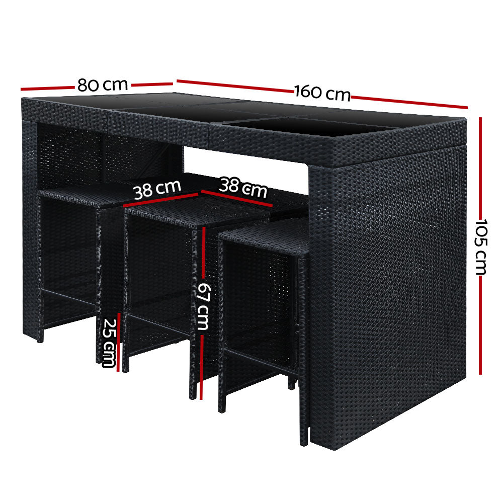 Nova Outdoor Bar Set – Black – 7 Piece