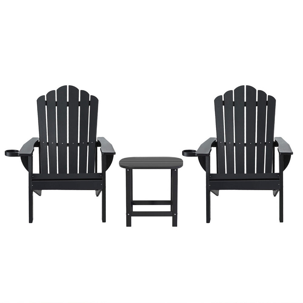 Gardeon HDPE Adirondack Chairs – Black – Set of 2