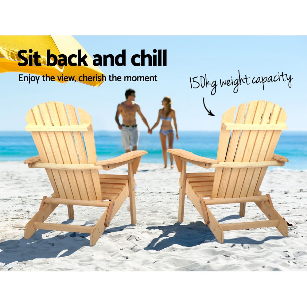 Hampton Wooden Adirondack Chair – Natural – 88.5 cm