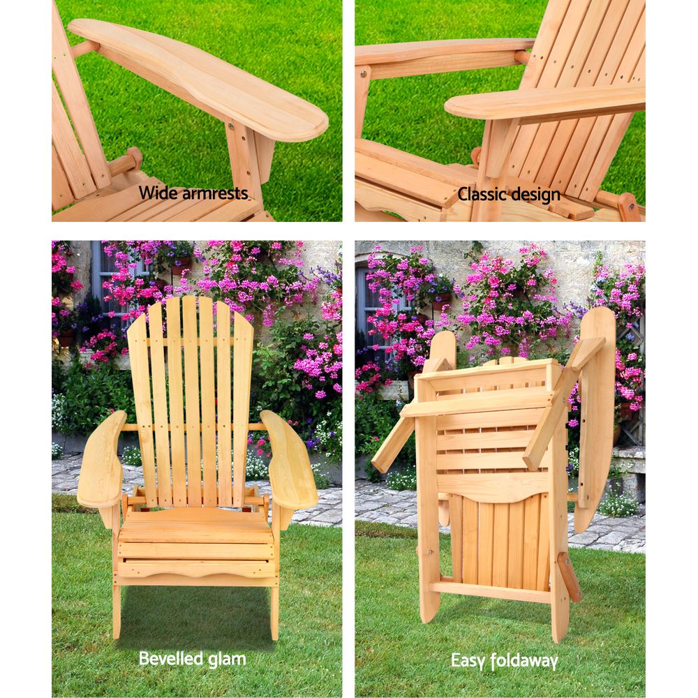 Hampton Wooden Adirondack Chair – Natural – 88.5 cm