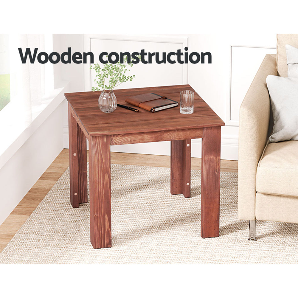 Coastal Wooden Side Table – Brown – 41 cm