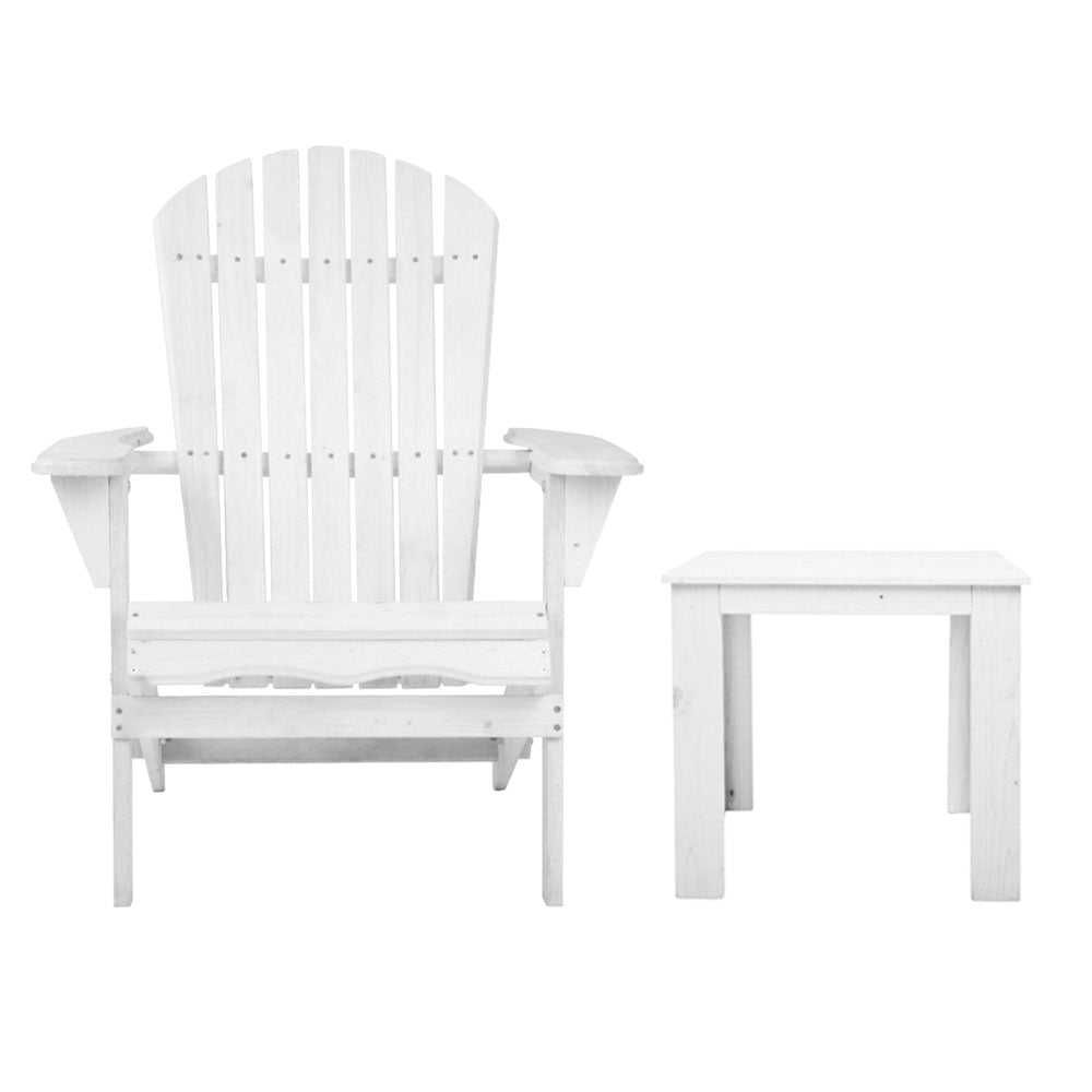 Linden Adirondack Chair & Table Set – White – 3 Piece