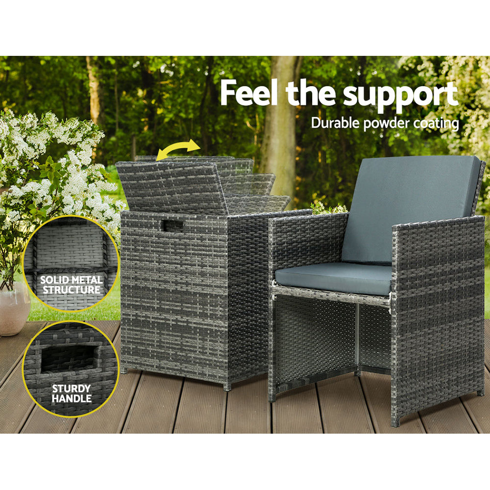 Rowan Wicker Bistro Set – Grey – 5 Piece