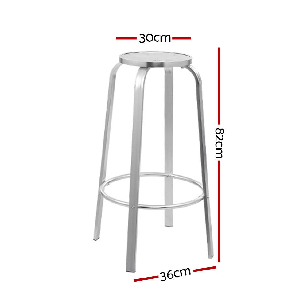 Corbin Aluminium Bar Stools – Silver – Set of 2