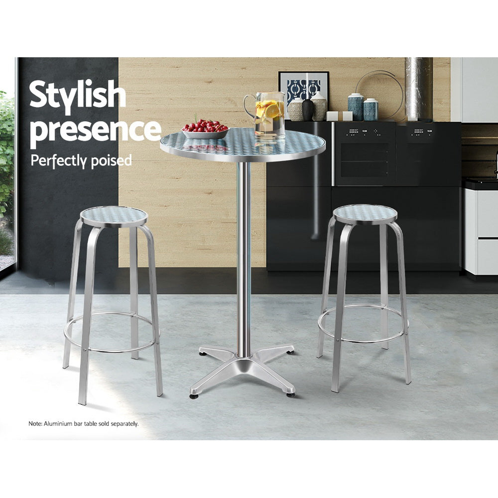 Corbin Aluminium Bar Stools – Silver – Set of 2