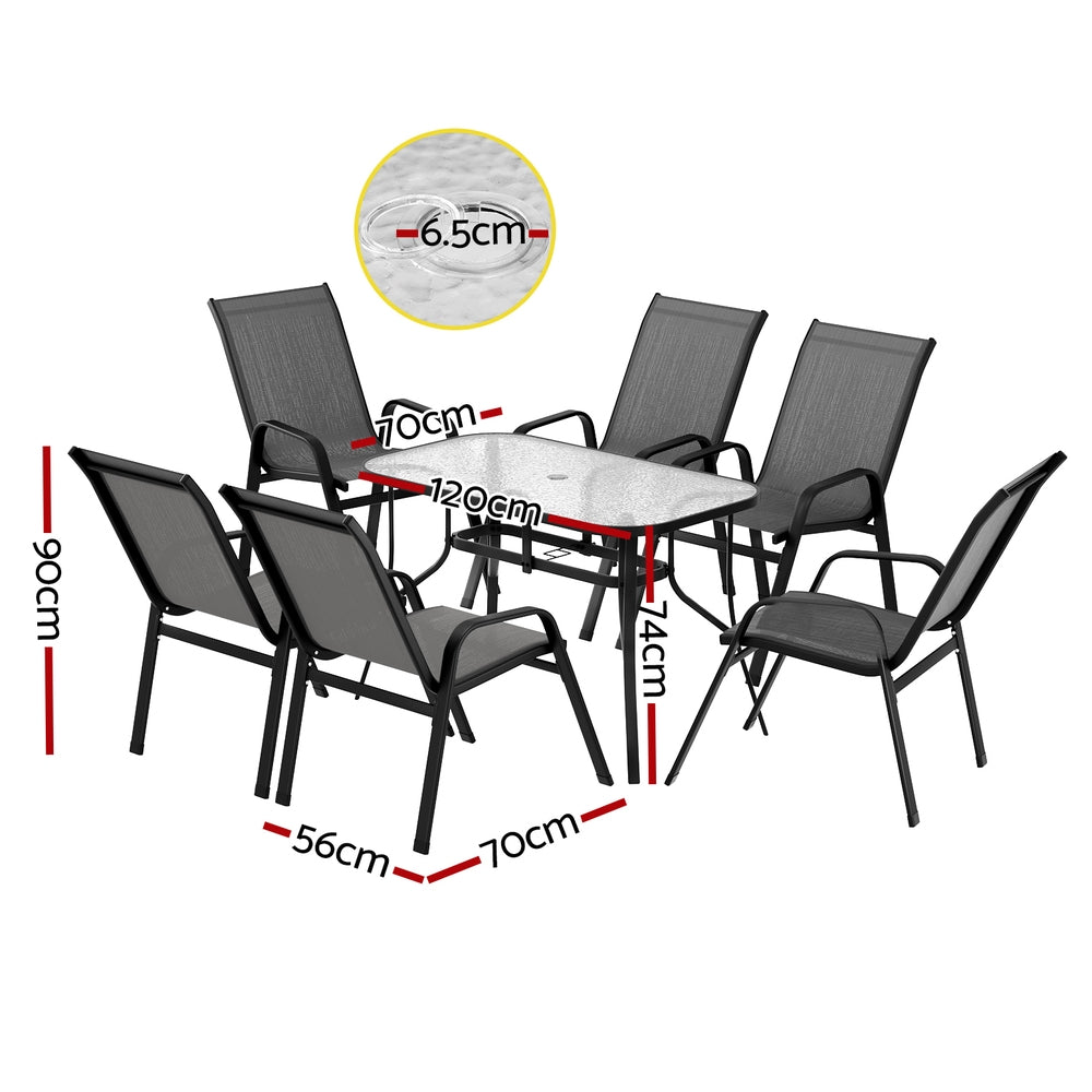 Linden Outdoor Dining Set – Grey – 7 Piece