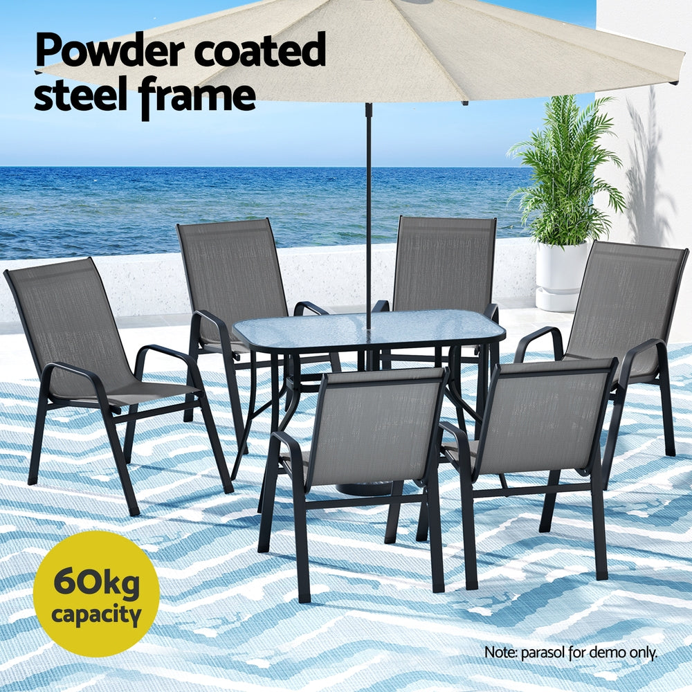 Linden Outdoor Dining Set – Grey – 7 Piece