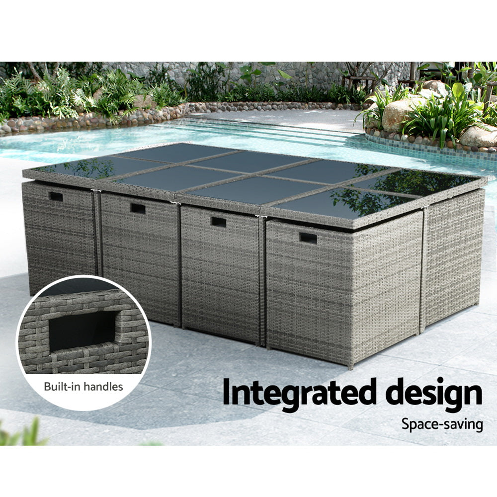 Meridian Outdoor Dining Set – Grey – 13 Piece