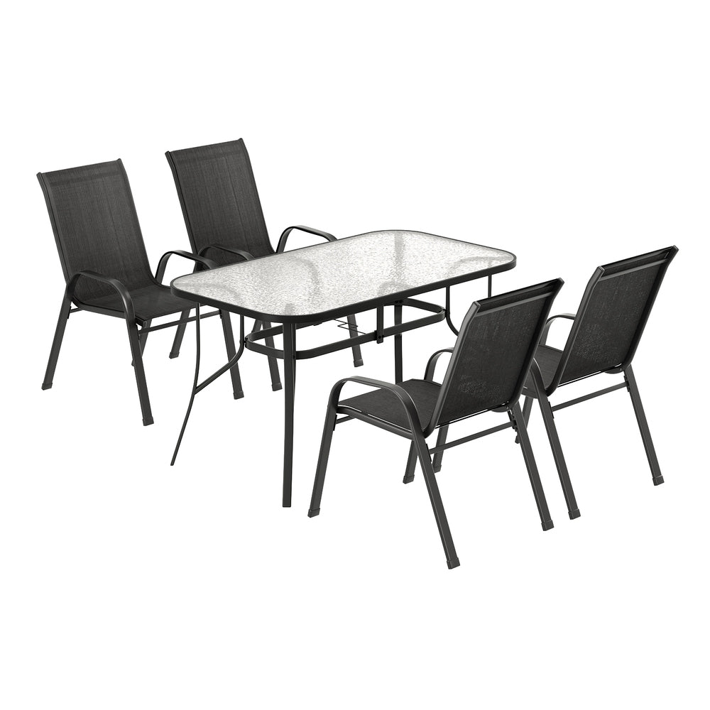 Meridian Outdoor Dining Set – Black – 5 Piece