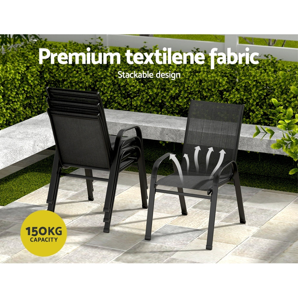 Meridian Outdoor Dining Set – Black – 5 Piece
