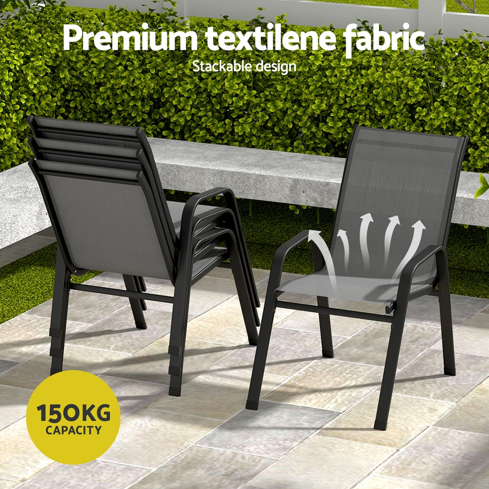 Linden Outdoor Dining Set – Grey & Black – 7 Piece