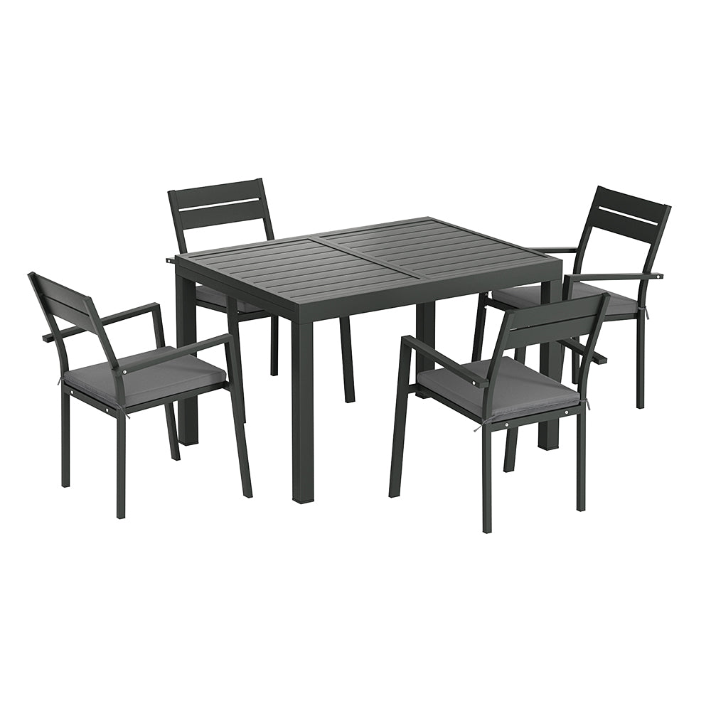 Meridian Outdoor Extendable Dining Set – Black – 5 Piece
