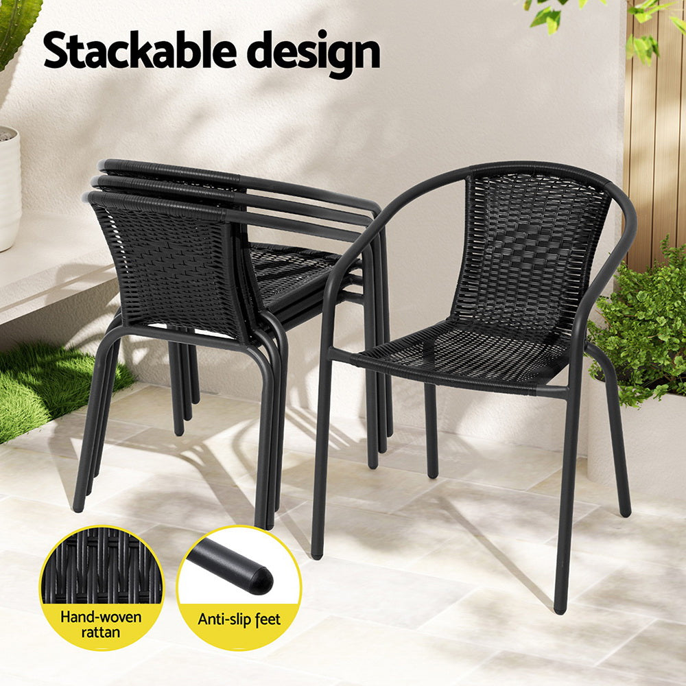 Compact Stackable Dining Set – Black – 5 Piece