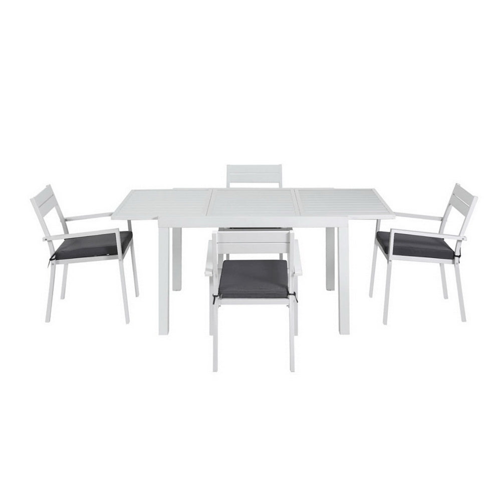 Coastal Extendable Dining Set – White – 5 Piece