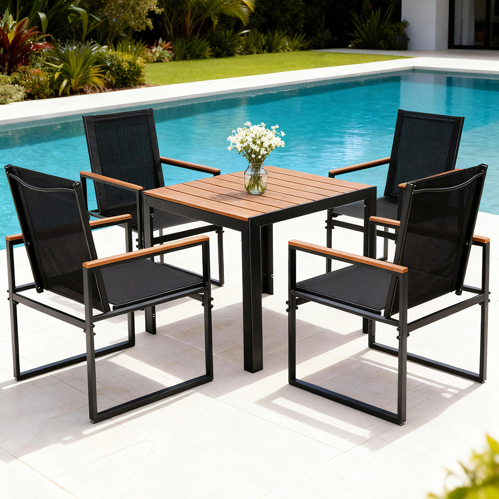Atlas 5PCS Outdoor Dining Set Table and Chairs Patio Garden Furniture Bistro Set