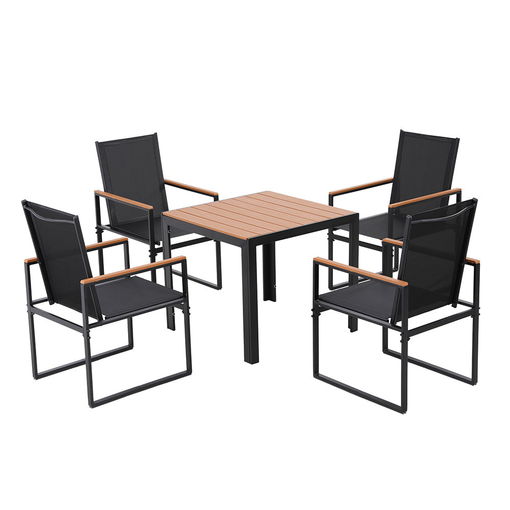 Keston Outdoor Dining Set – Black – 5 Piece