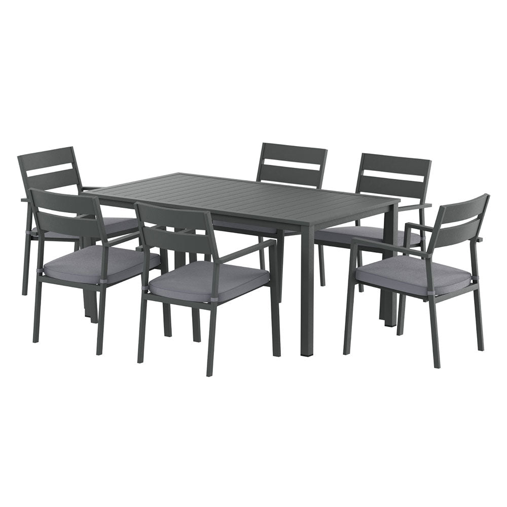 Terrace Outdoor Dining Set – Black – 7 Piece