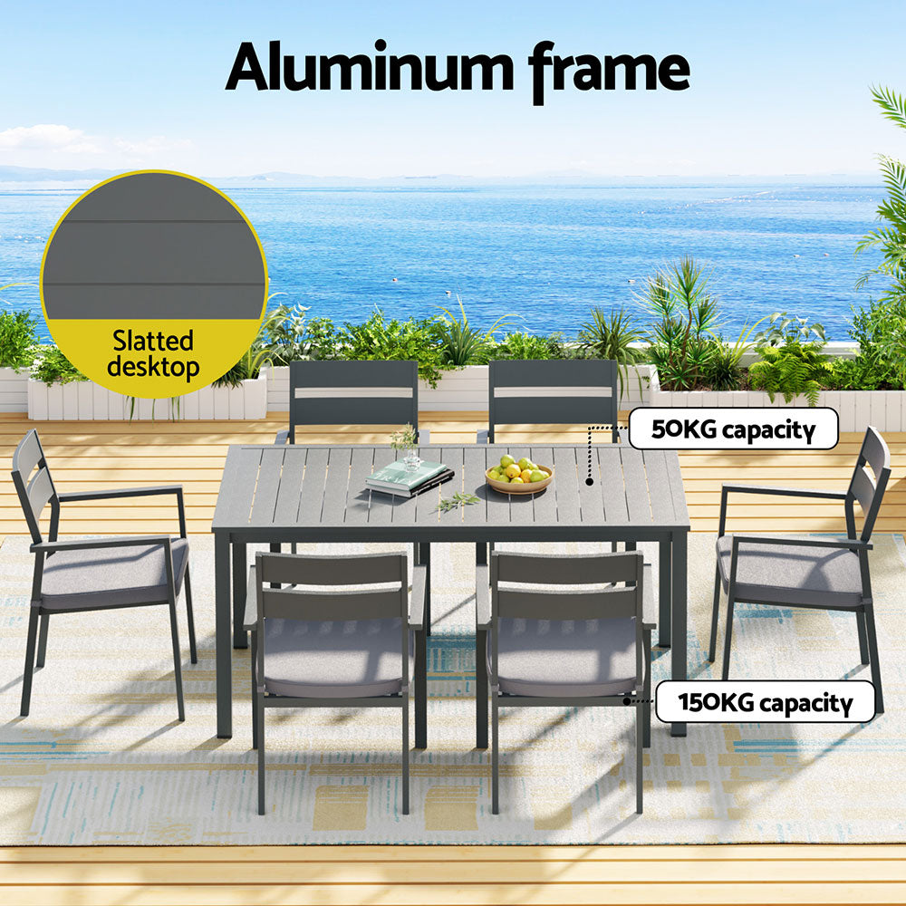 Terrace Outdoor Dining Set – Black – 7 Piece