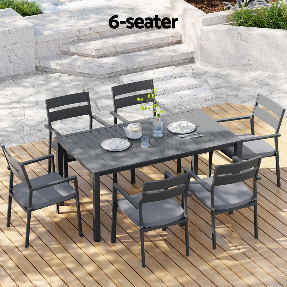 Terrace Outdoor Dining Set – Black – 7 Piece