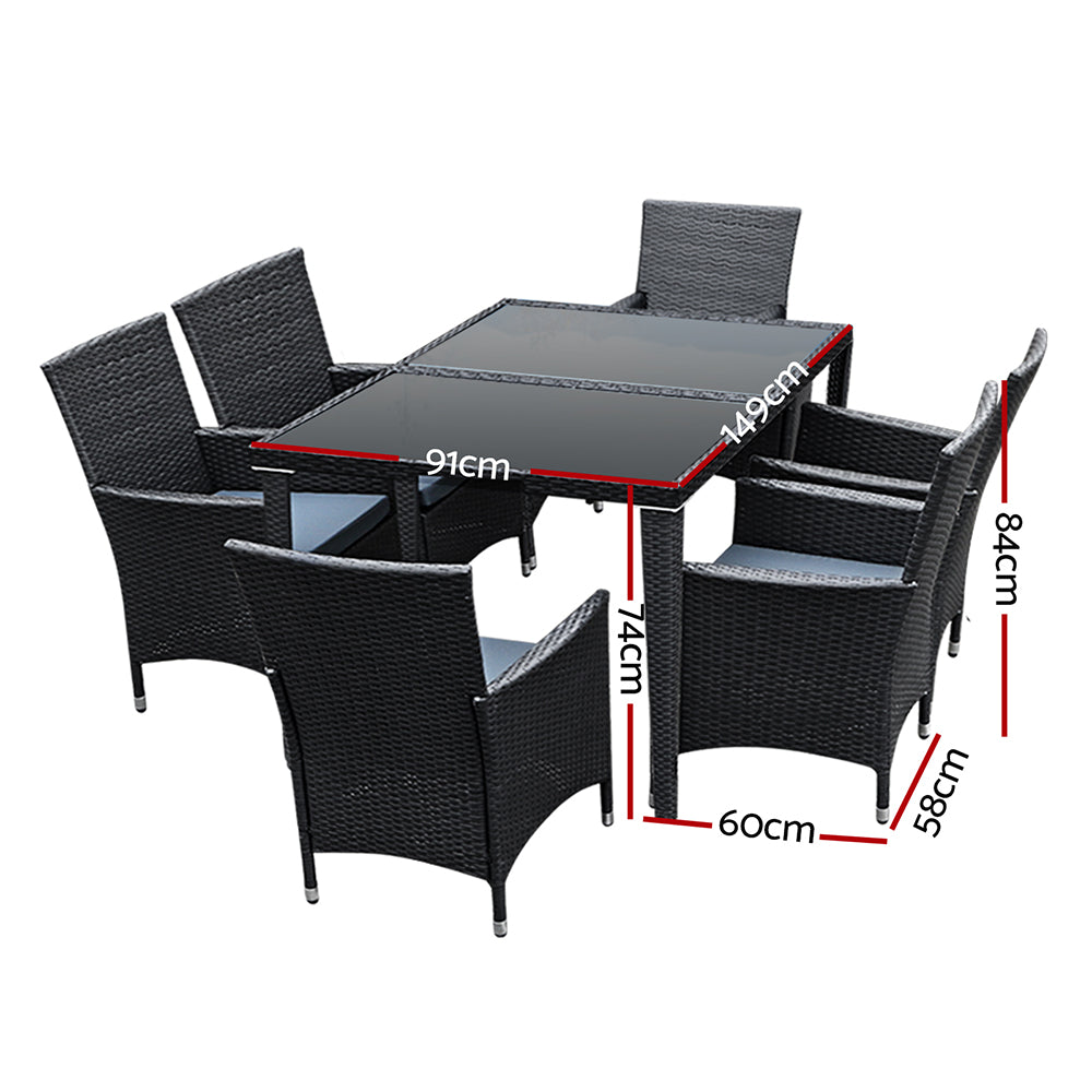 Alderon Outdoor Dining Set – Black – 7 Piece