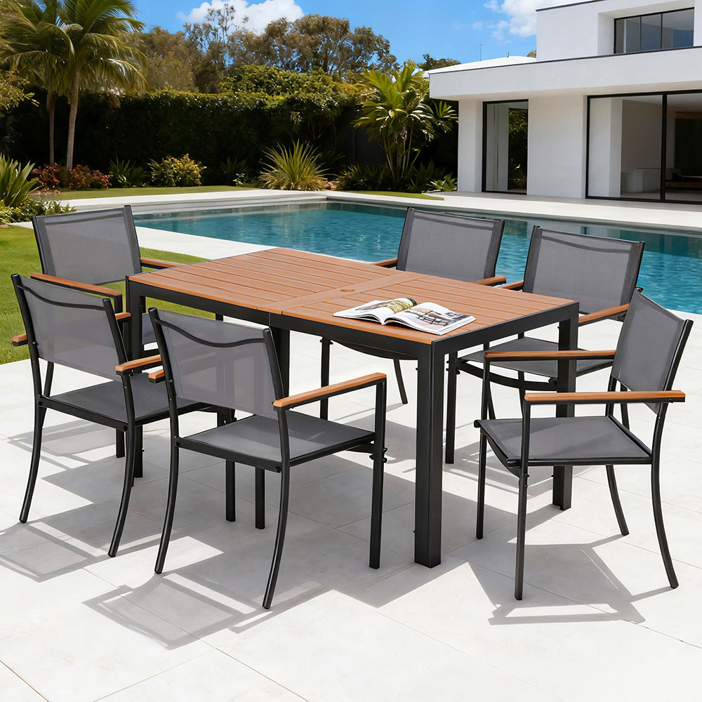 Linden 7PCS Outdoor Dining Set Table and Chairs Patio Garden Furniture Bistro Set