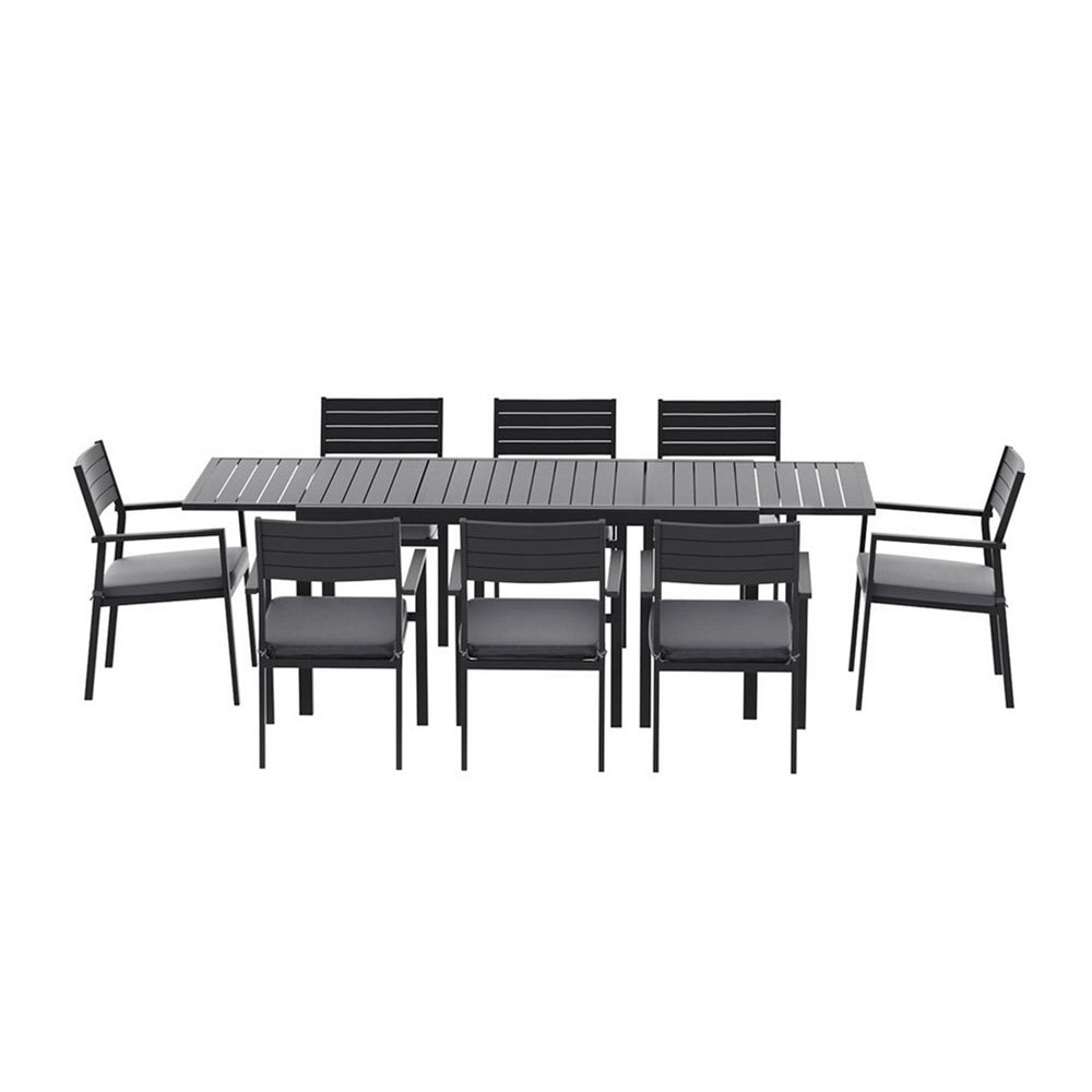 Pavilion Extendable Dining Set – Black – 9 Piece