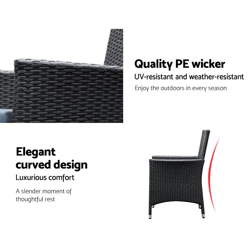 Riviera Outdoor Dining Set – Black – 9 Piece