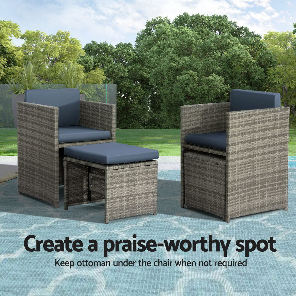 Serano Outdoor Dining Set – Grey – 9 Piece