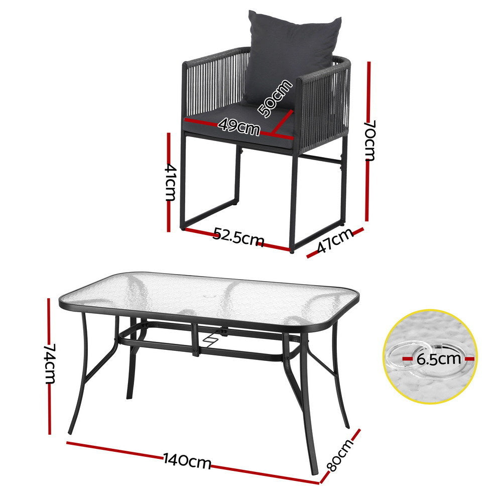 Caelum Outdoor Dining Set – Black – 5 Piece