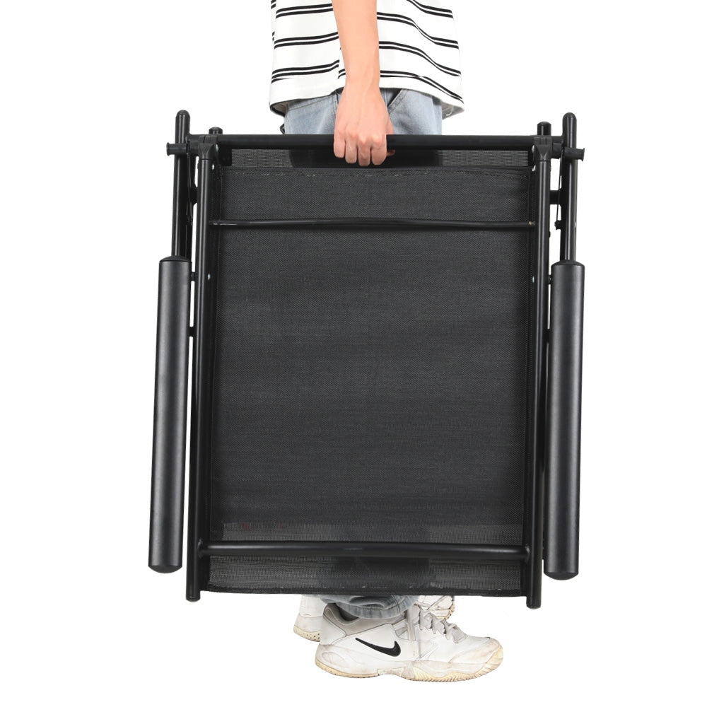 Riviera Folding Aluminium Sun Lounger – Black – Beach Chair