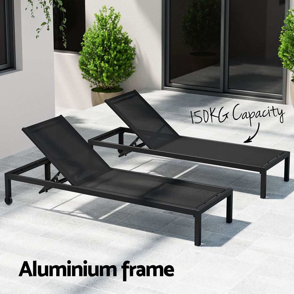 Solana Aluminium Sun Lounger – Black – 197 cm