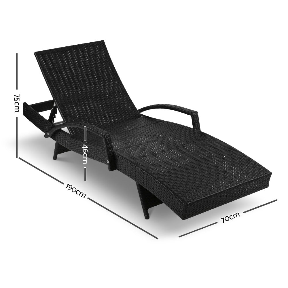Cove Sun Lounger – Black – Set of 2