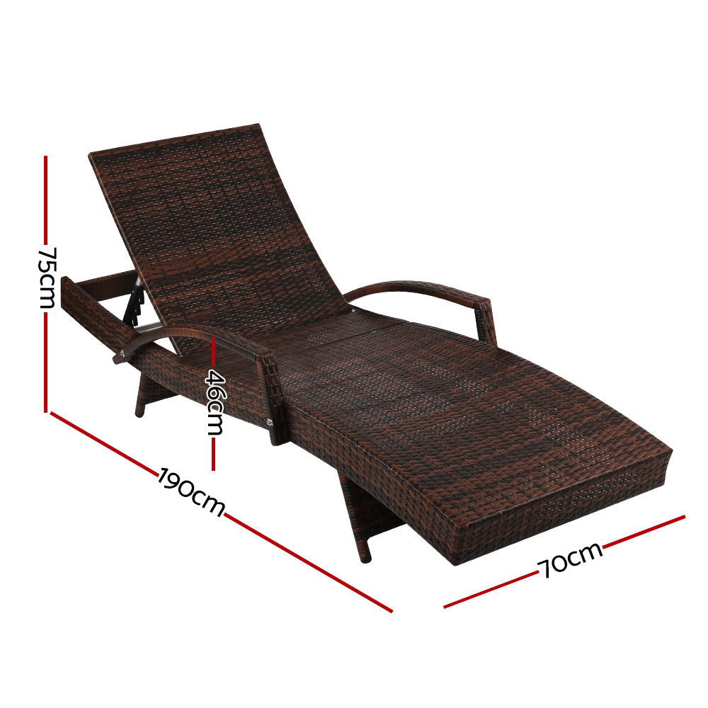 Atlas Wicker Sun Loungers with Cushions – Brown – Set of 2