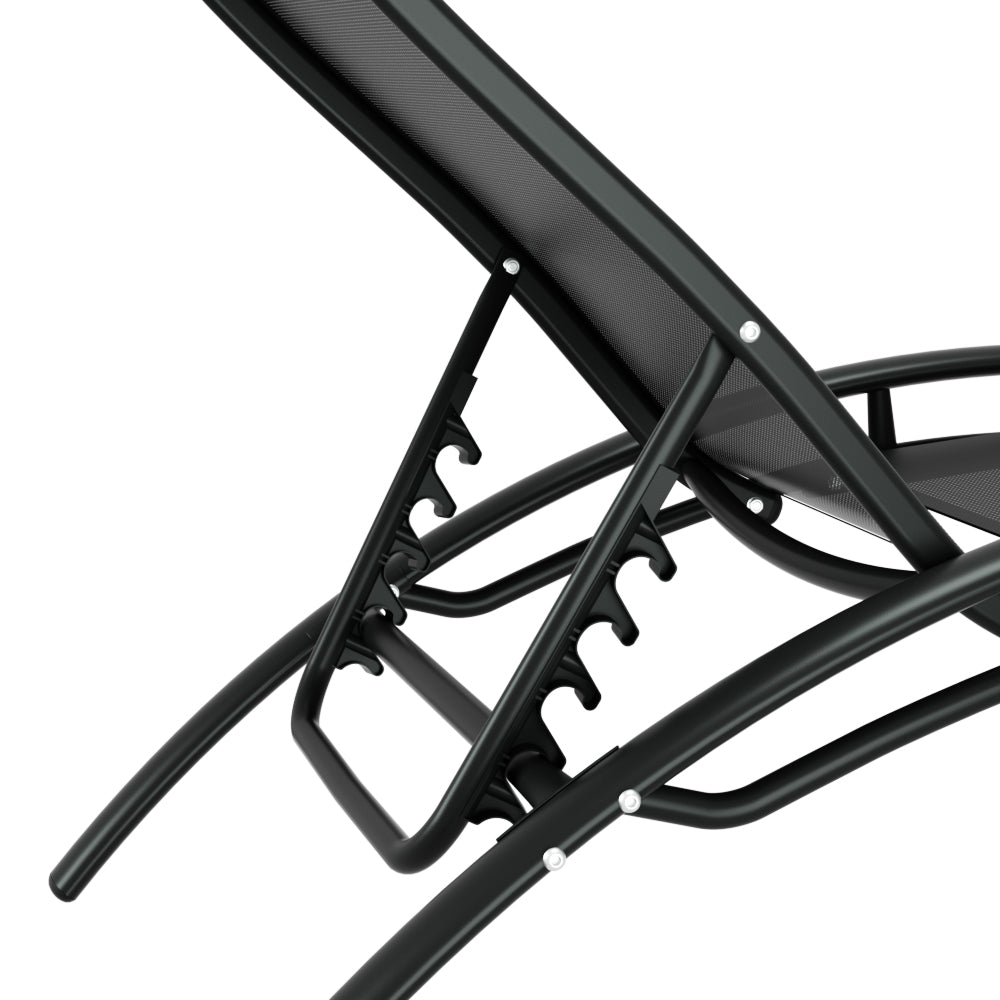 Linden 3-Piece Sun Lounge Set – Black – Steel Frame