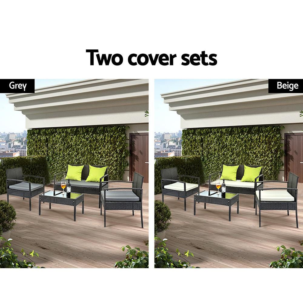 Marston Outdoor Wicker Sofa Set – Black – 4 Seater