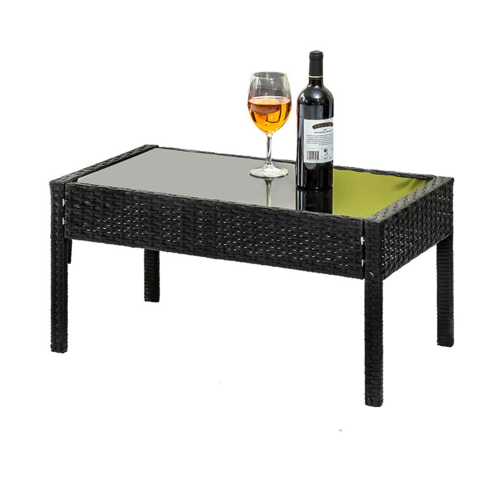 Saipan Outdoor Sofa Set with Storage Cover – Black & Grey – 4 Piece